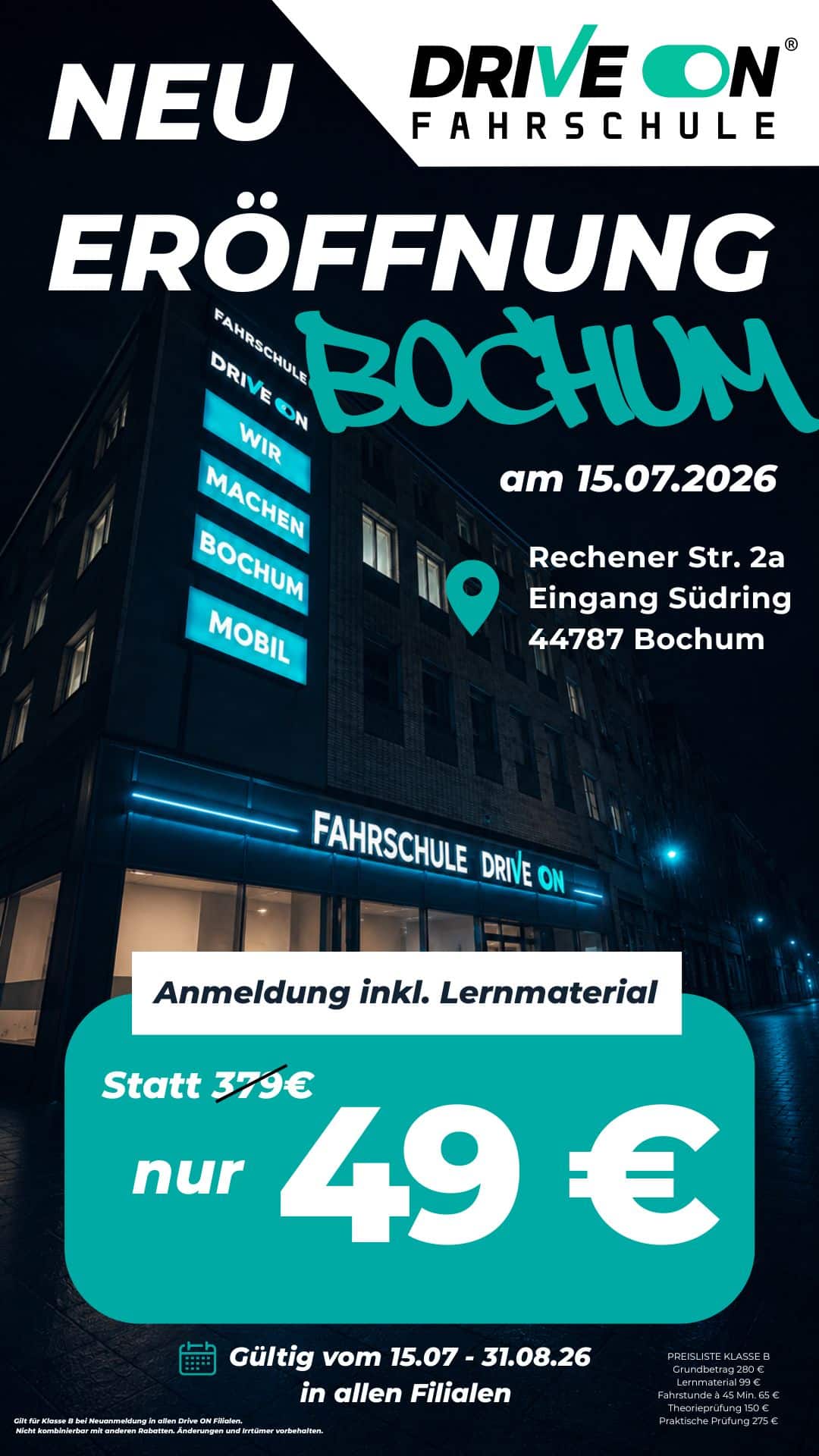 Neueröffnungsangebot Pop Up Bochum